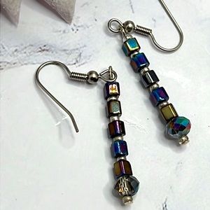 Rainbow Cubed Crystal Earrings.